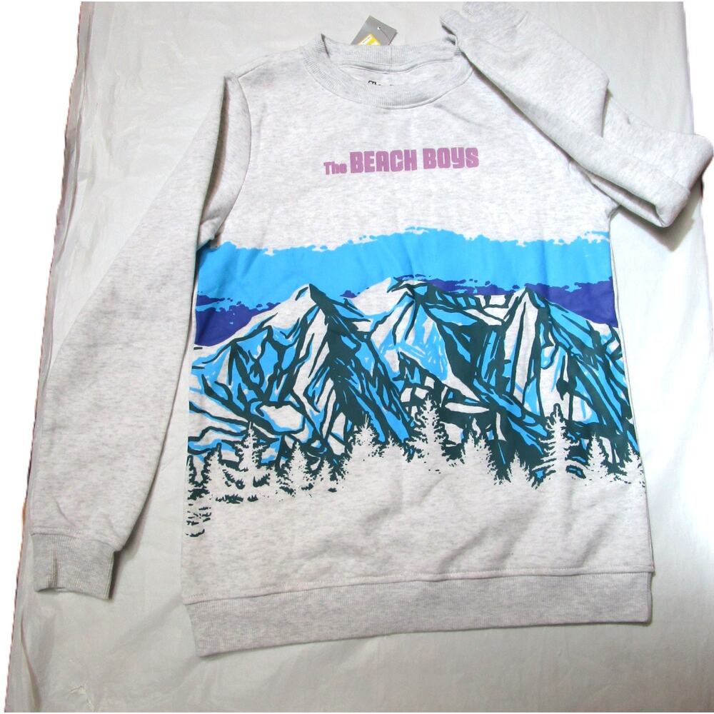 The Beach Boys Women's Graphic Sweatshirt Size XS Heather Gray with Mountains